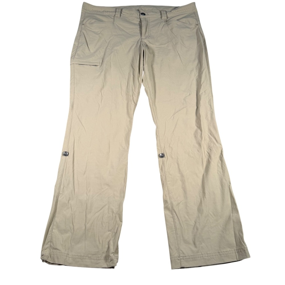 Eddie Bauer Gorpcore Pants Women 14 (FITS 35x29) Beige Travex Roll Up Hiking